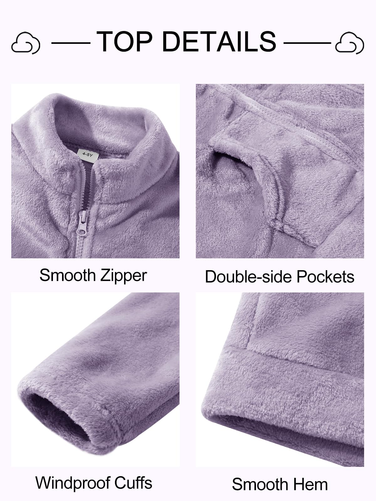 Valcatch Filles Garçons Flanelle Pyjama Ensembles 2 Pièces Enfants Automne Hiver Pantalon Flou Ensemble Doux Chaud en Peluche Pjs Vêtements D’intérieur Polaire Pyjama Tenues Zip Up Col Montant