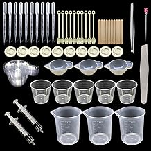Woohome 66 PCS Epoxy Resin Tools Kit, Silicone Mold Tool Included Measuring Cup, Silicone Mixing Cups, Tweezers with Mixing Sticks, Dropping Pipette, Finger Cots, Sanding Strip for Jewelry DIY