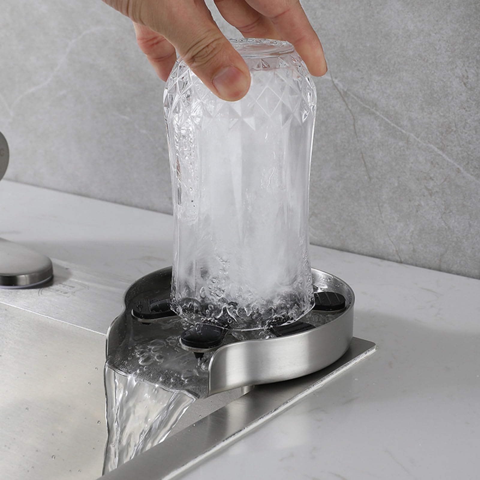 Lave-Vaisselle Automatique pour évier - Laveur de Bouteilles - avec buse à 9 Trous - Rotation à 360 ° - Outil de Nettoyage de Tasse