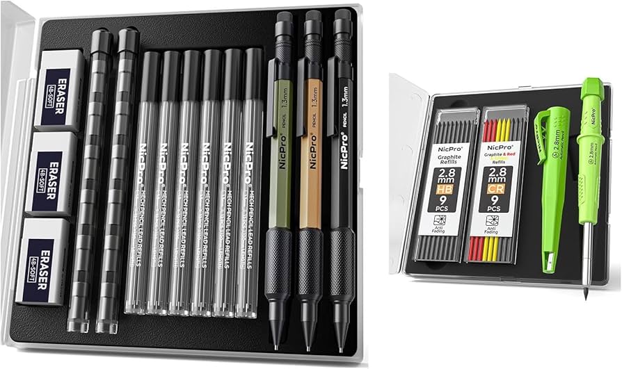 Amazon.com: Nicpro CP3000 Carpenter Pencil 2.8 mm with Sharpener 3