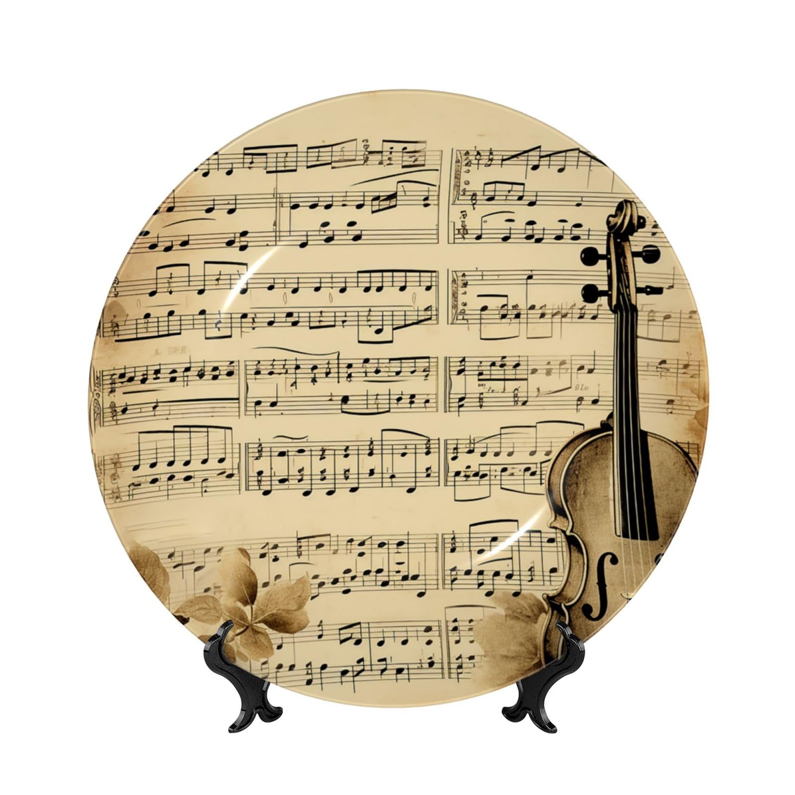Notes de musique sur vieux papier déco céramique : idéal pour embellir un salon ou un bureau