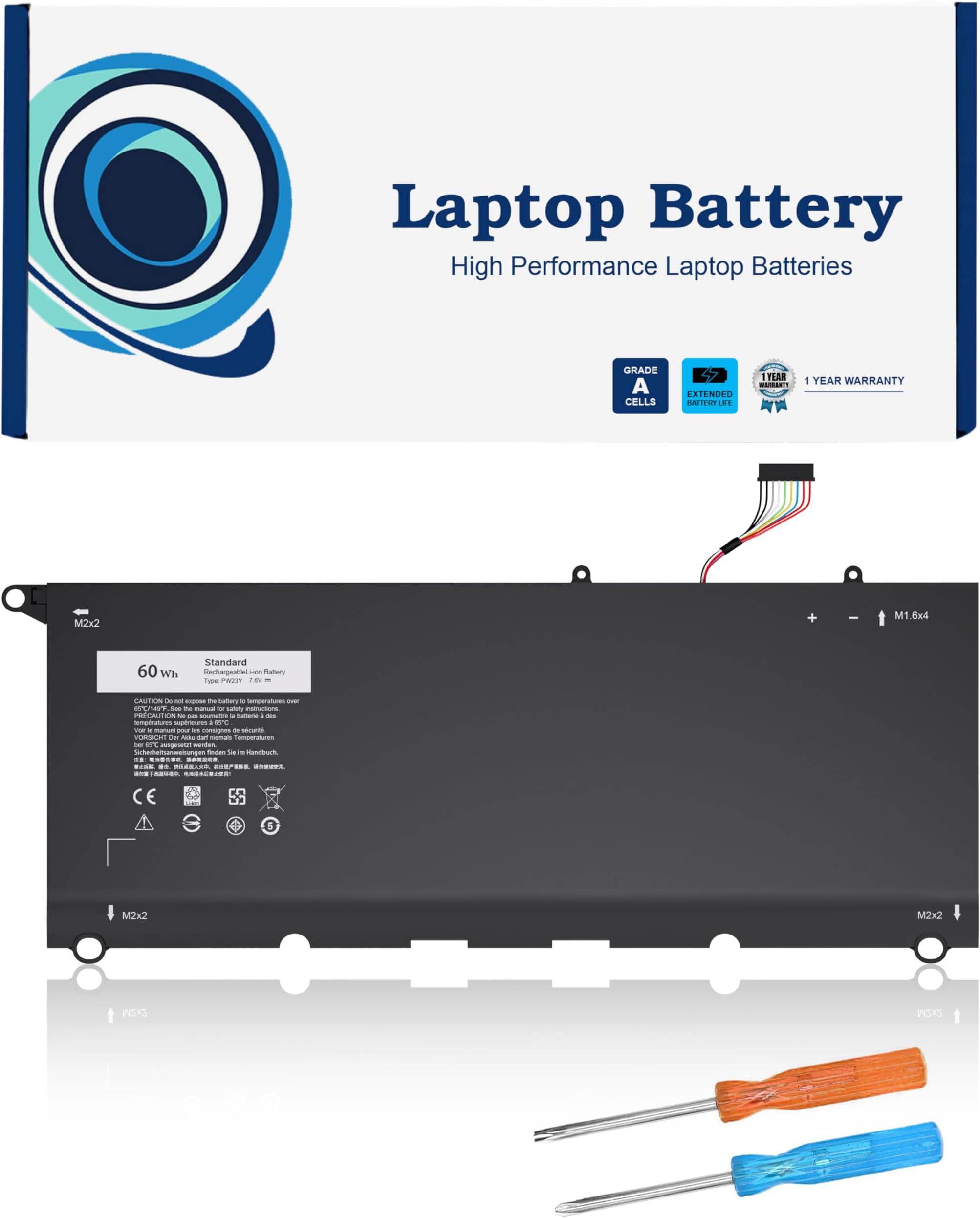 PW23Y Laptop Battery Replacement for Dell XPS 13 9360 13-9360-D1605G 13-9360-D1605T 13-9360-D1609 13-9360-D1609G 13-9360-D1705G 13-9360-D1805T P54G002 Series P/N TP1GT RNP72 0RNP72 0TP1GT
