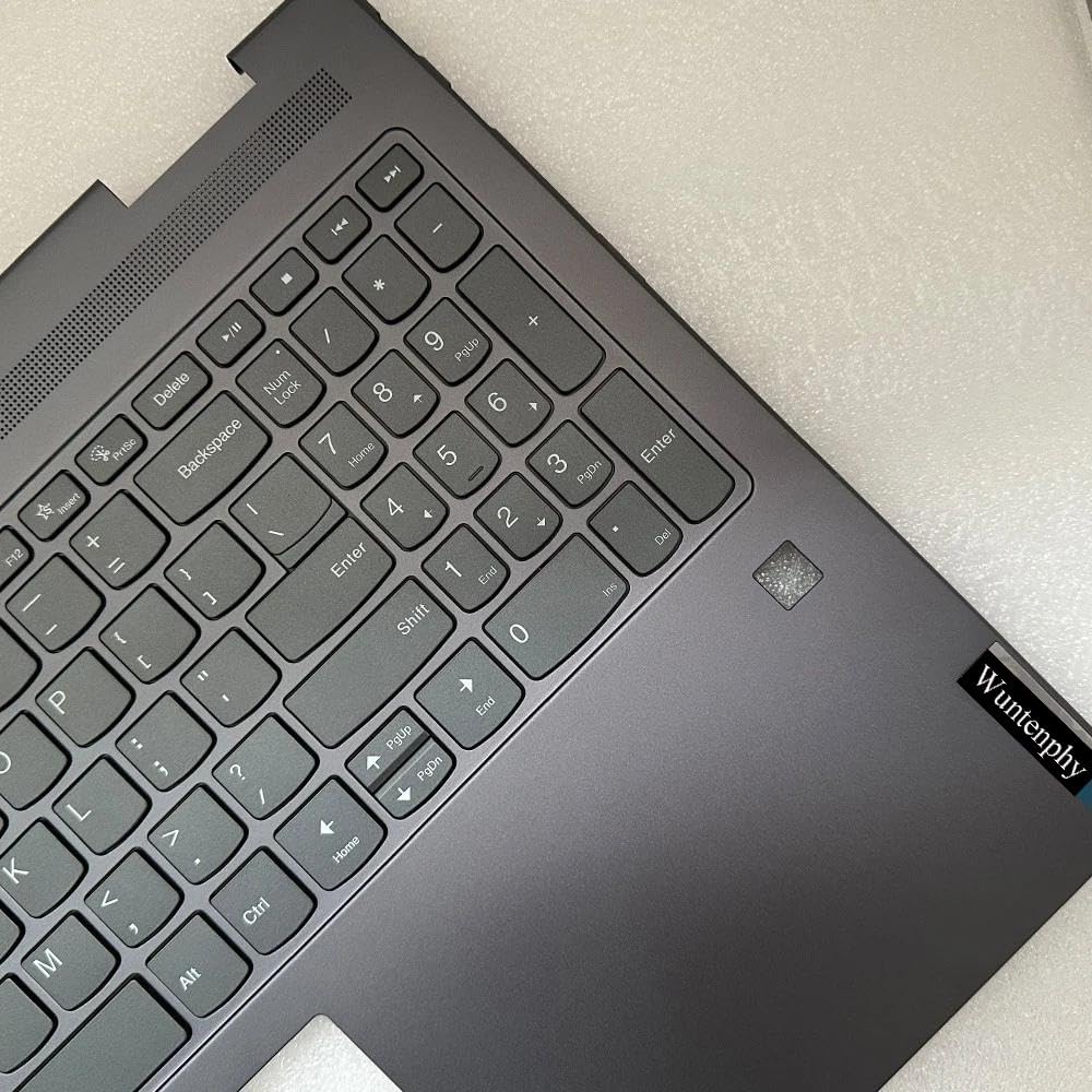New Replacement for Lenovo Yoga 7 16ARP8 16IRL8 Laptop Palmrest Upper Case Backlit Keyboard Fingerprint Reader Hole Assembly Part 5CB1L50401 5CB1L31865 5CB1J01825 Storm Grey