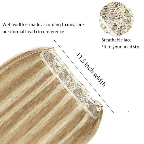 Miniatura 2 de RECOOL Extensiones de cabello humano real con clip, color rubio claro a rubio decolorado, extensiones de cabello Remy con clip invisible, 12 pulgadas