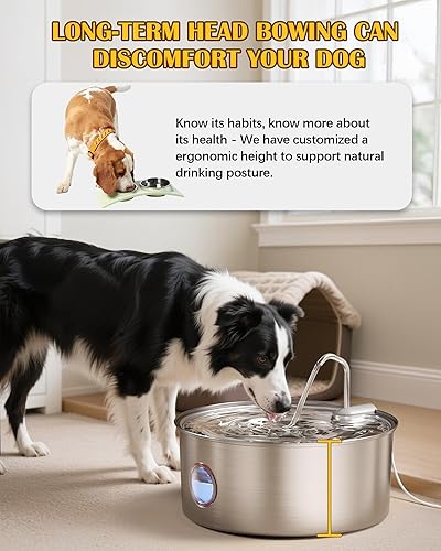 Miniatura 4 de Dog Water Fountain for Large Dogs- 270oz8L Stainless Steel Dog Water Bowl Dispenser Automatic Pet Water Fountain with Ultra-Quiet PumpQuadruple