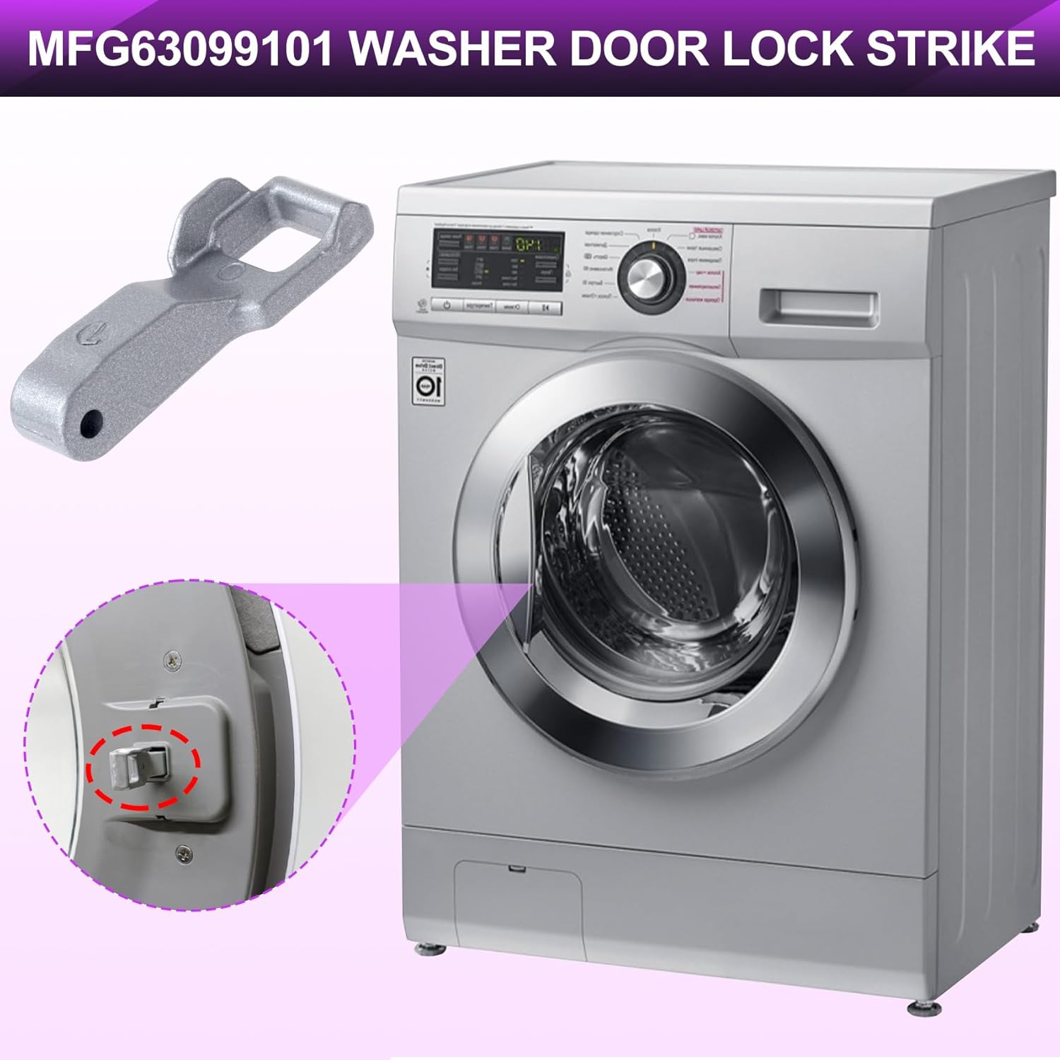 MFG63099101 Washer Door Lock Strike, Washing Machine Door Lock Replacement Part for LG Kenmore Front Load Washer image 5 of 6 B0DWK39M9R