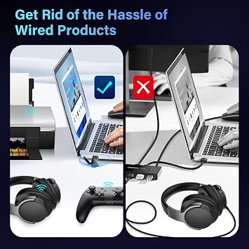 Bluetooth 6.0 Adapter Dongle for PC Bluetooth Adapter Stick with Windows 11/10/8.1 for Headset Keyboard Mouse Long Range Low Latency Plug & Play (AGA053)