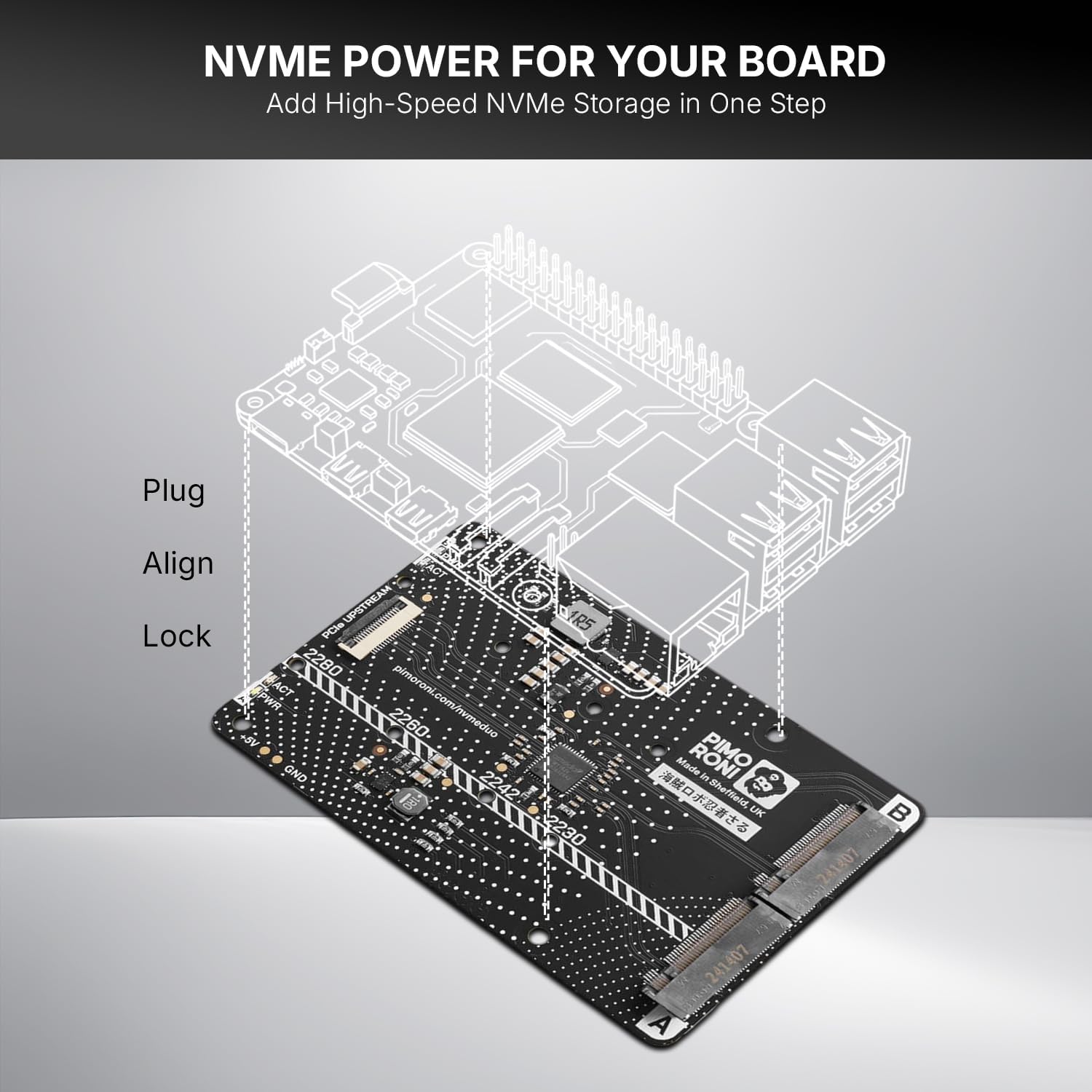 NVMe Base for Raspberry Pi 5 M.2 HAT PCIe Extension Board (M.2 2230 to 2280 Supported) (0TB (Duo))