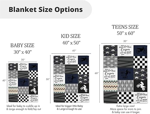 Miniatura 5 de Mantas de bebé personalizadas con nombre, edredón de bebé personalizado para niños y niños, manta de bebé de moto de cross para bebés recién
