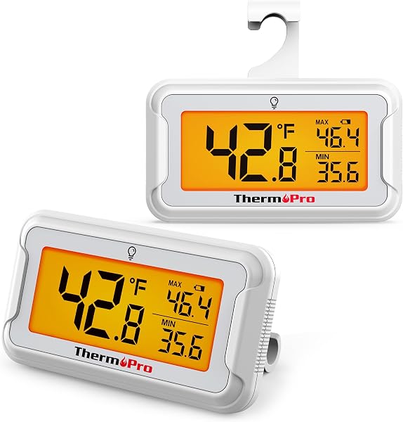 ThermoPro Refrigerator Thermometer with Backlit LCD Display