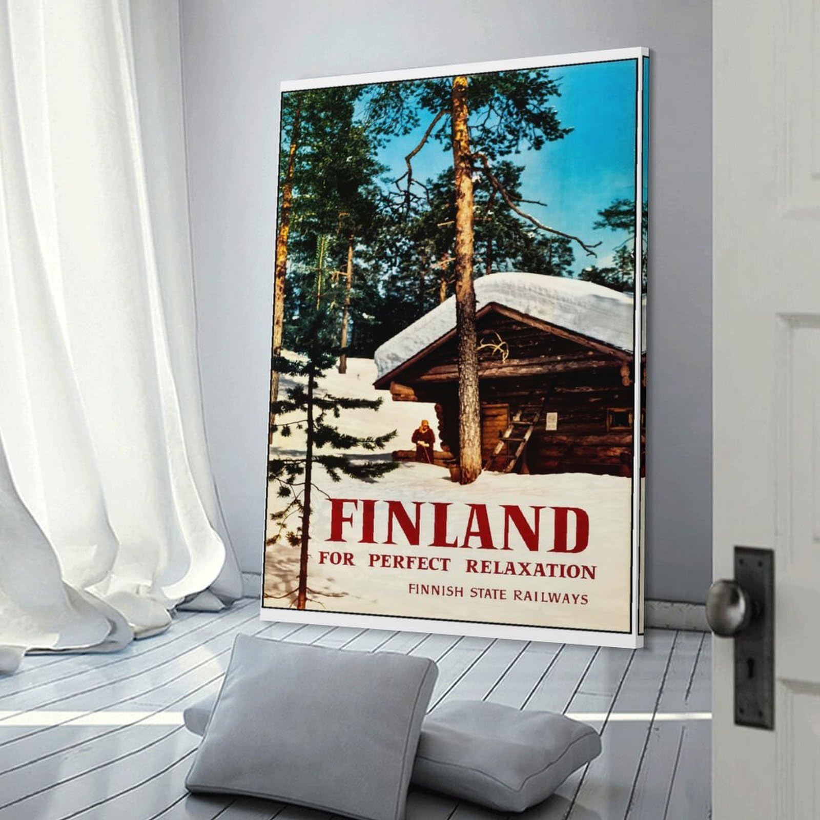 Junmoney Frame-Style-14-1 Finland Travel Wall Art Print 16X24inch(40X60cm), For Corridors, Hallways Or Apartment Entries, Wall Decor To Refresh Empty Corners