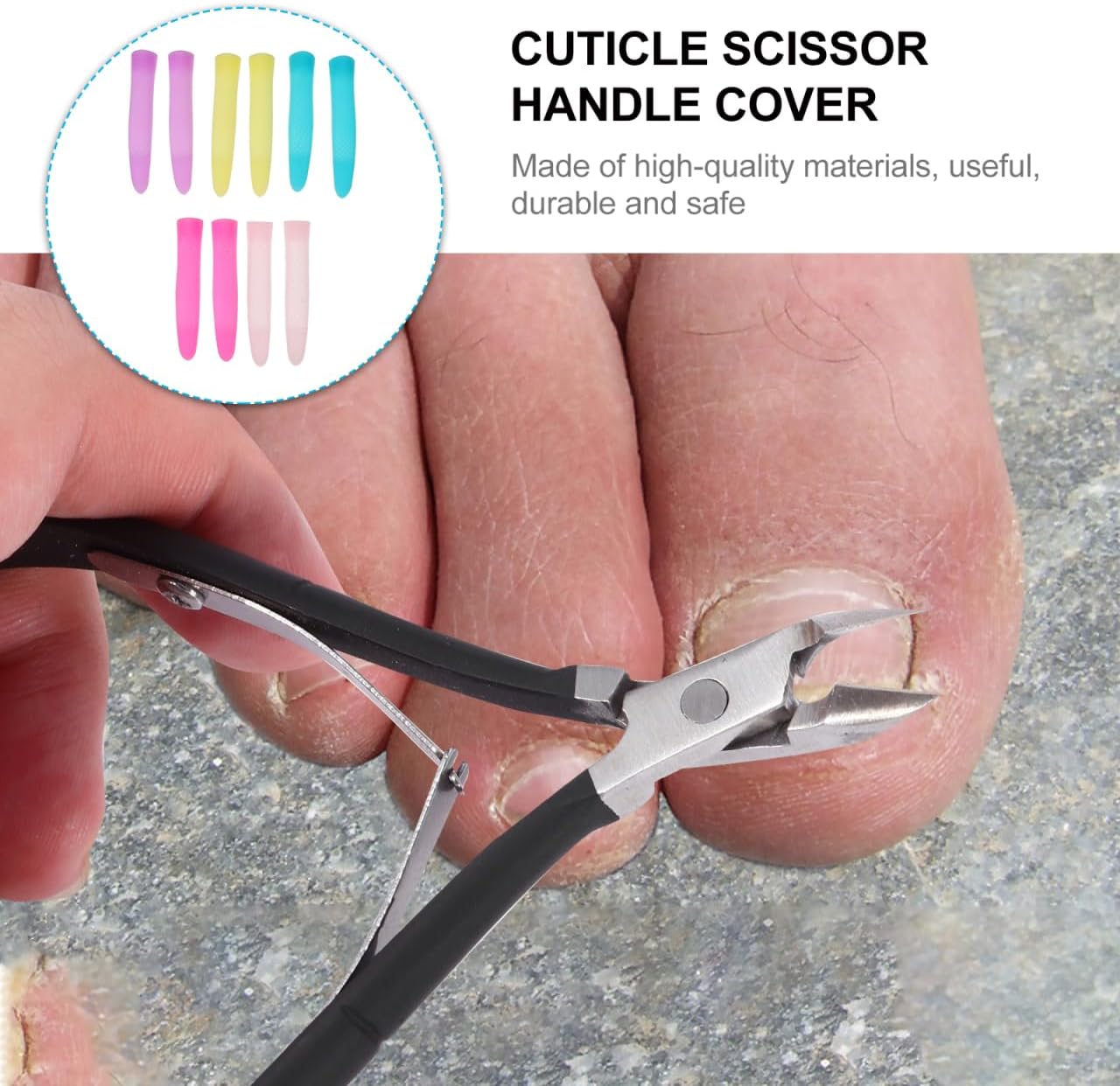 5 Pairs Silicone Anti-Slip Trimmer Handle Covers for Nail Art Cuticle Scissors Protective Grip Sleeves for Manicure Tools Salon and Home Use 2.75In