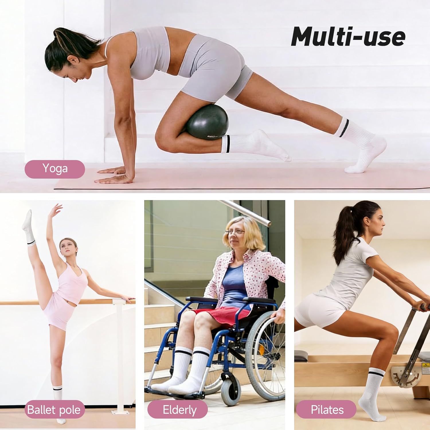 LETSHAKE Pilates Socks with Grips for Women, Non Slip Grip Socks Thick, Yoga Socks for Ballet Workout Hospital - Image 5