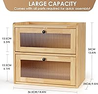 Vista 4 de Sunhoo Panera para Encimera de Cocina Contenedor de Almacenamiento de Pan de Madera Recipiente de 2 Niveles Porta Panera de Gran Capacidad