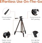 Amazon Basics 50-inch Lightweight Portable Camera Mount Tripod Stand With Bag, for Travel Photography, Black/Brown