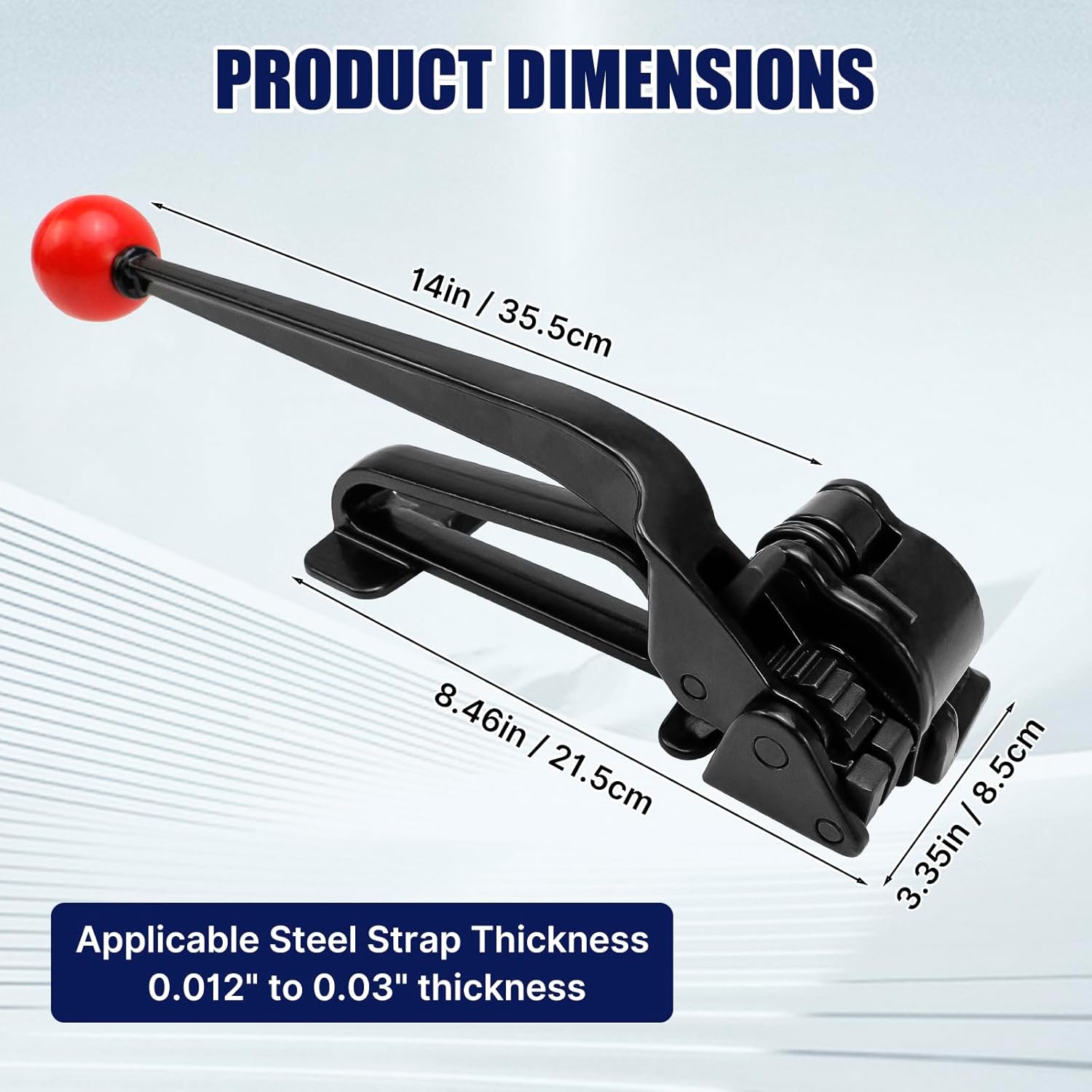 Heavy Duty Steel Strapping Tensioner,Manual Packaging Banding Strapping Tool for 3/8" to 3/4" Width Strap,Metal Strapping Banding Tool for Packging