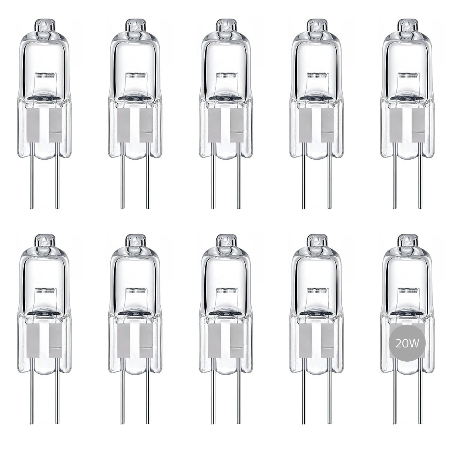 [FUMAJIS] 【20W 10個セット】ミニハロゲン電球 透明 20W AC DC 12V 日本国内仕様 T3 交換用 JC G4口金 テーブル ペンダント ランプ バイピン電球 暖かく透明 明るい白色 デスク照明 長持ち 長寿命 エコ 電気節約 スポット 照明