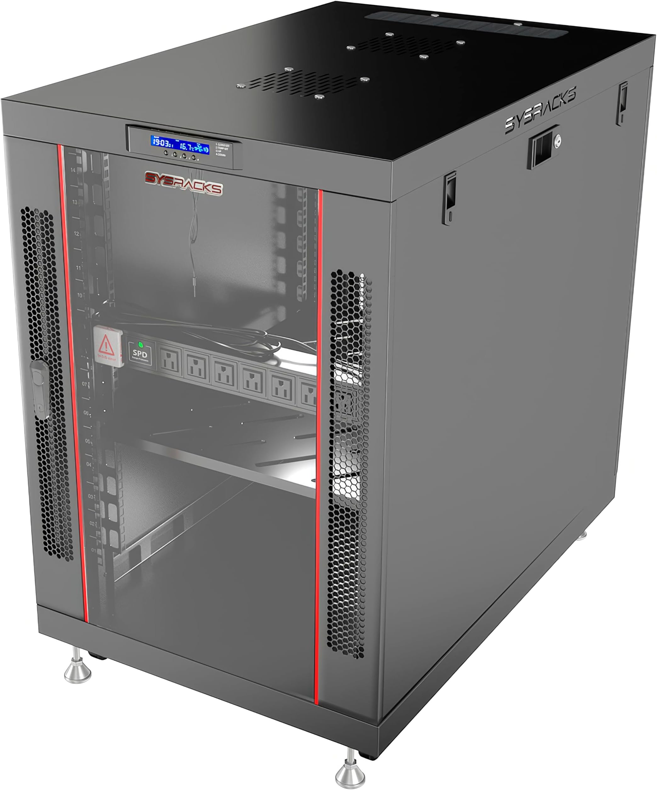 19" Server Rack Cabinet 15U – 35" Deep Network Cabinet Enclosure with Glass Door, Locking Panels, Cooling Fans, PDU & Shelf, IT Rack for Servers, Switches, AV Equipment