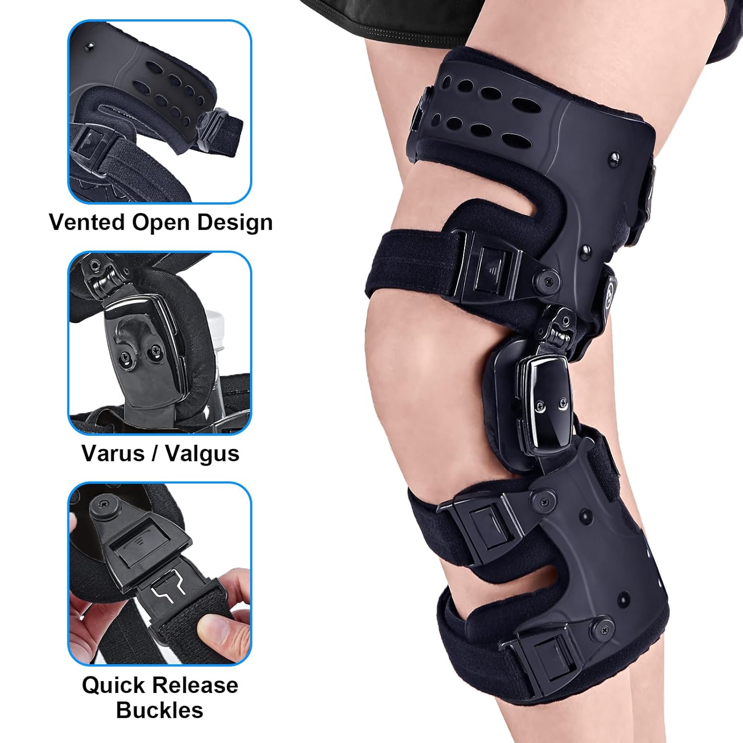 OA Unloader Knee Brace- Unloader Knee Brace for Osteoarthritis, Arthritis Pain, Cartilage Repair, Bone on Bone Knee Joint Pain, Lateral Degeneration Knee Support (Black Left)