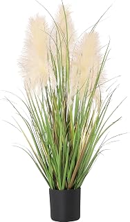 3ft Artificial Pampas Cattail Reed Grass Potted,35in Boho Fake Onion Grass Plant Indoor Outdoor,Home Garden Office Wedding Decor, Faux Greenery Housewarming Gift