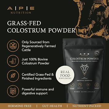 APE Nutrition Colostrum Powder Bovine Grass Fed | 150g Pouch (30 Servings) Skimmed | Gut & Immune Health, Leaky Gut Repair, Ancestral Nose to Tail (Unflavoured)
