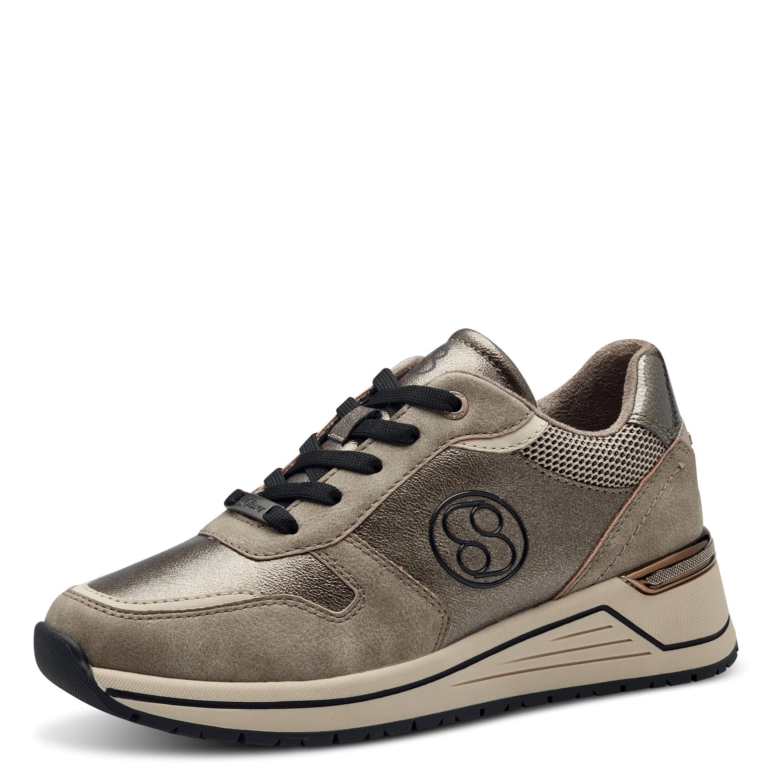 s.Oliver Women's Flat Trainers with Laces Leisure, Taupe, 6 UK
