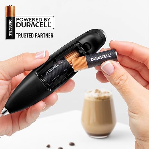 Vista 719 de Zulay Kitchen - Espumador de leche de mano con pilas AA Duracell: batidora de bebidas resistente para café, latte, capuchino y más, color aurora