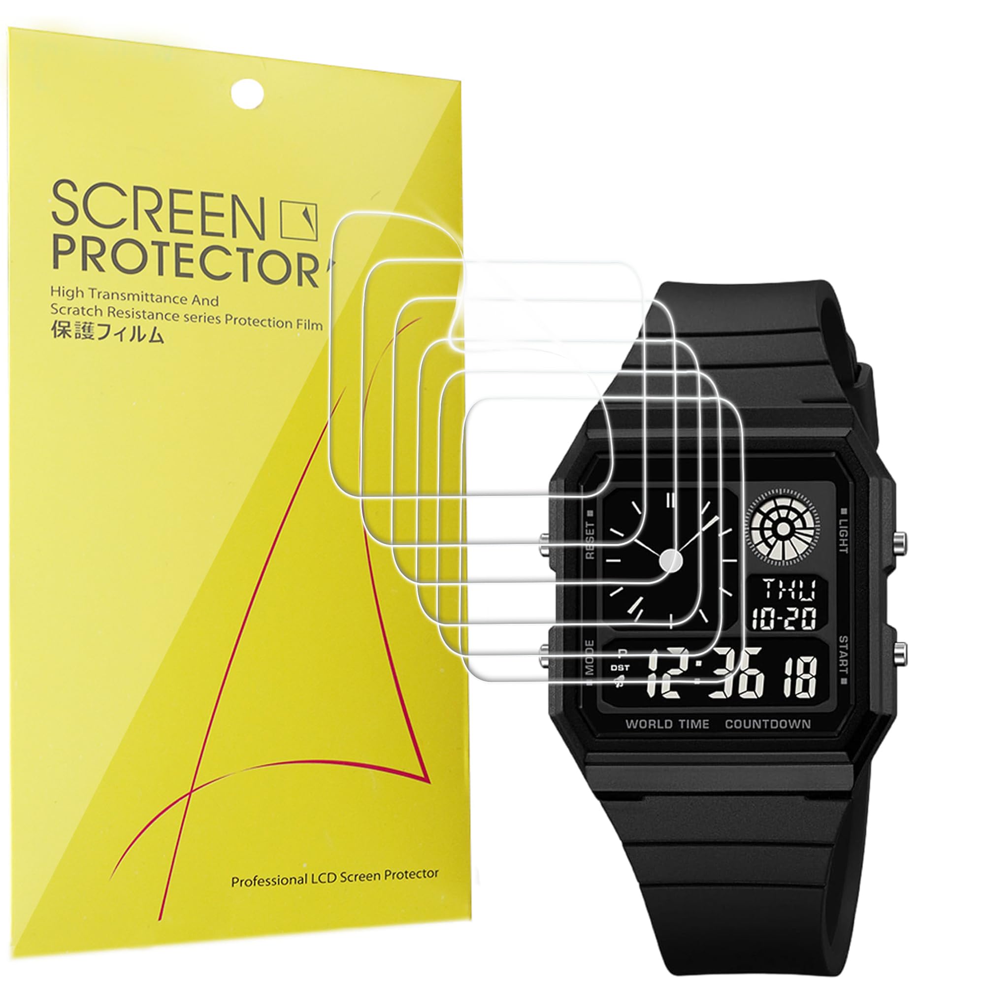 Lamshaw Protectores de Pantalla para Genérico Smartwatch-Compatible con Genérico Reloj -Película TPU Suave Transparente HD-Fácil Instalación Sin Burbujas (6Piezas)