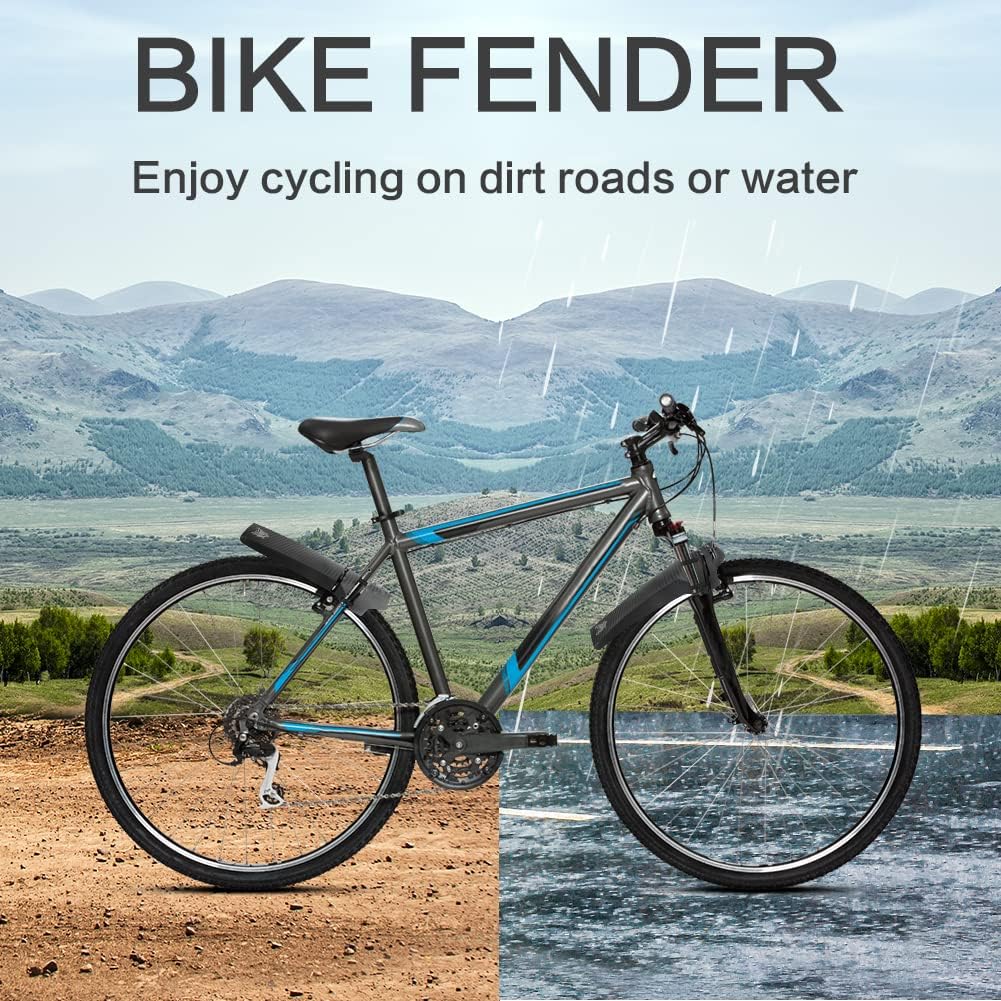 Mountian Bike Fender 2 Pcs, Front and Rear Bicycle Fender, Mountain Bike Mudguards Set, Folding Bicycle Mud Guards, Waterproof Bike Fenders, Fits 650B 20" 27.5" 29"