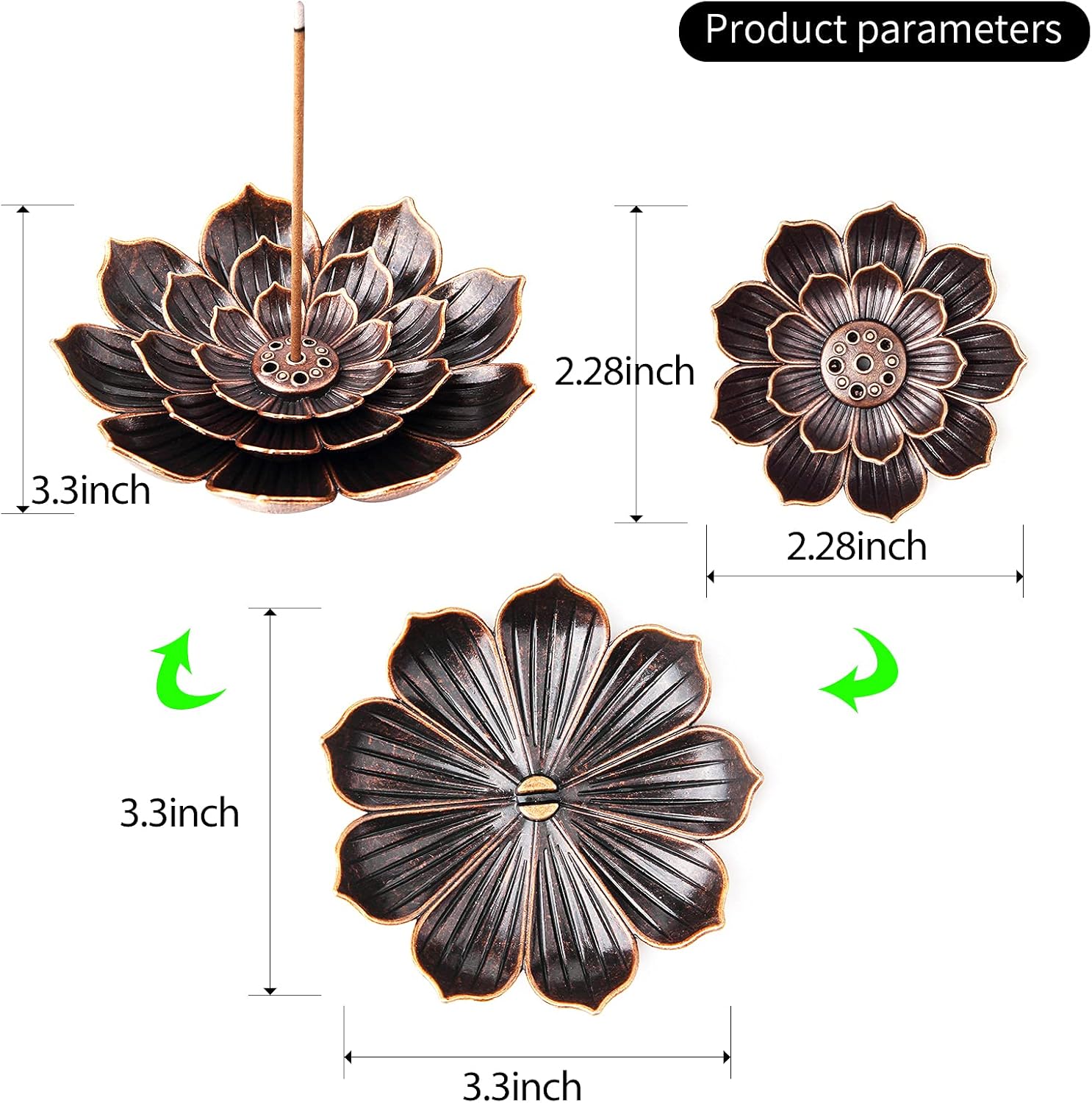 8 Pack Incense Holder Cone Incense Burner Holder with Ash Catcher for Home Office Fragrance Accessories, Brown Color