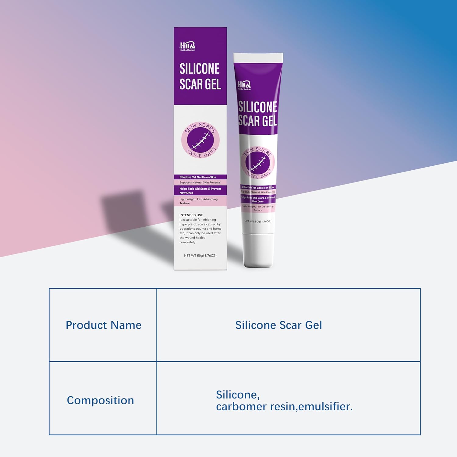 Silicone Scar Cream Scar Gel for Old & New Scars, Advanced Scar Removal Cream for Surgical Scars, Stretch Marks, Acne, C-Section, Keloids, Scar Treatment for Women and Men (50g)