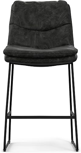 Miniatura 239 de SIMPLIHOME Randolph - Taburete moderno de mediados de siglo de madera curvada de 28 pulgadas (juego de 2) en piel sintética vegana gris piedra para