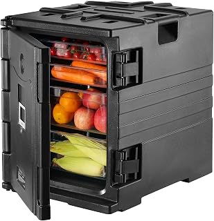 ESPIDOO 82QT Insulated Food Pan Carrier: LLDPE Hot Box with PU Foam & Wheels - Double Buckles & Stackable Design for Catering Restaurant & Canteen - Keep Food Warm 4-6 Hours or Cold 3-5 Hours