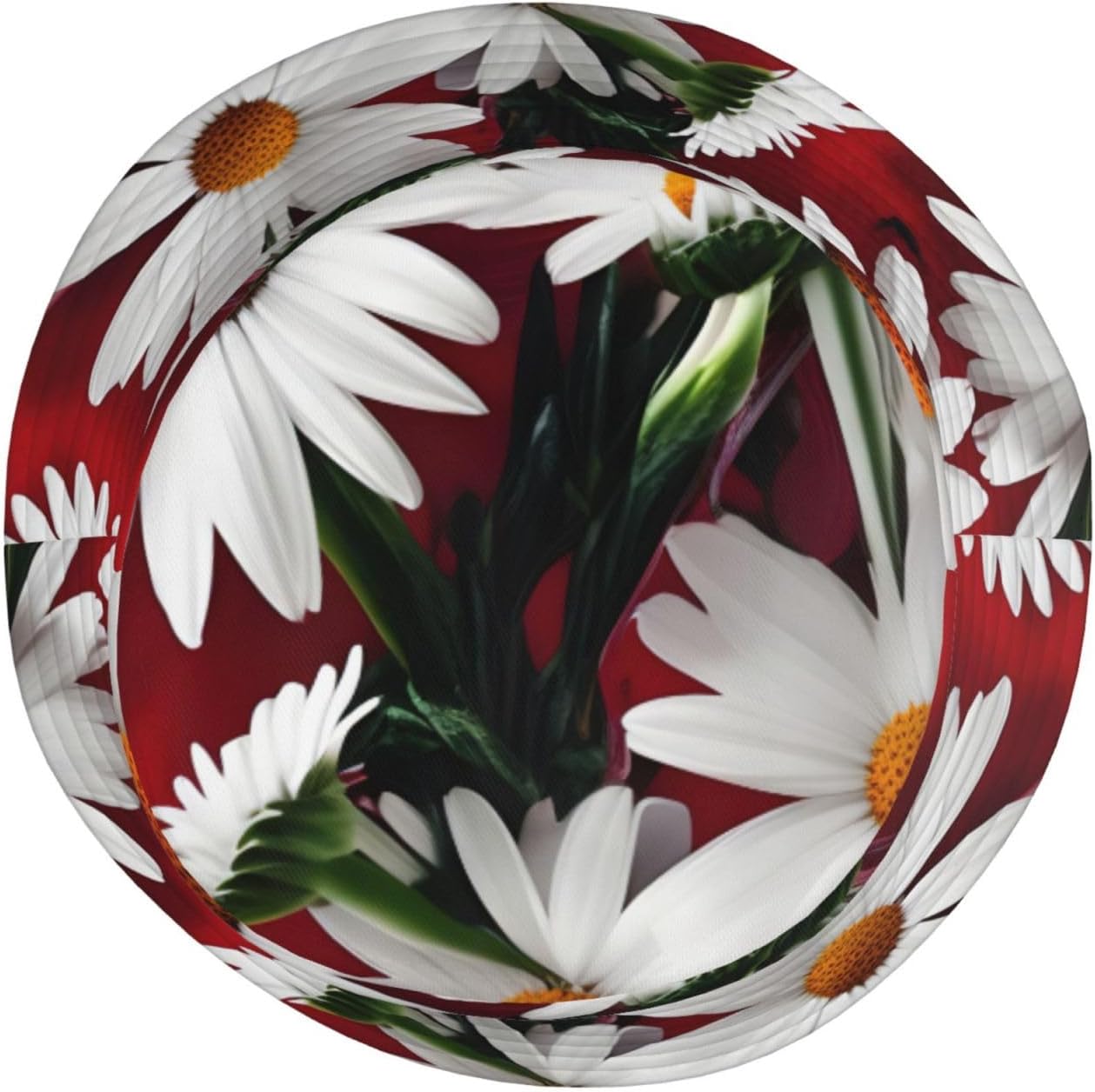 Red Flower and White Daisy Print Sun Hat Outdoor Fisherman Cap Summer Bucket Hat Beach for Men Women