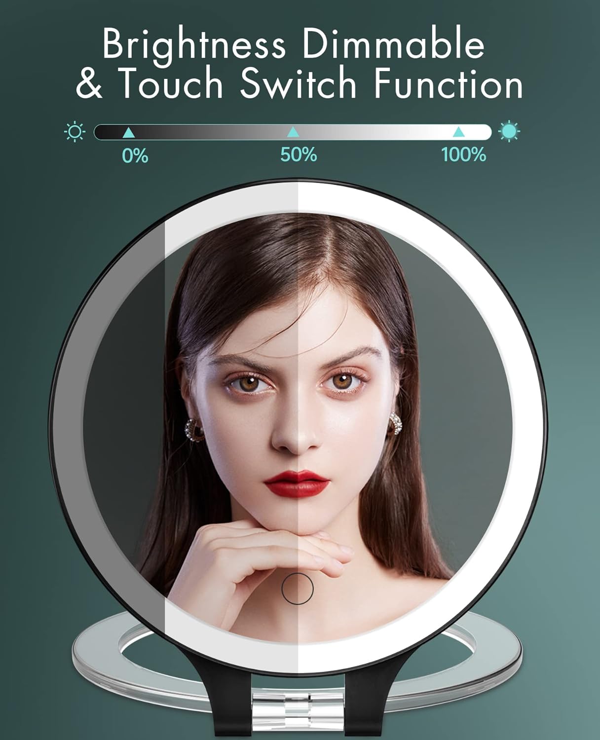 FASCINATE Magnifying Mirror 10X 1X Double Sided Magnification Makeup Vanity Mirror Rechargeable Lighted Mirror with 3 Color Setting Adjustable Rotation LED Vanity Desk Mirror