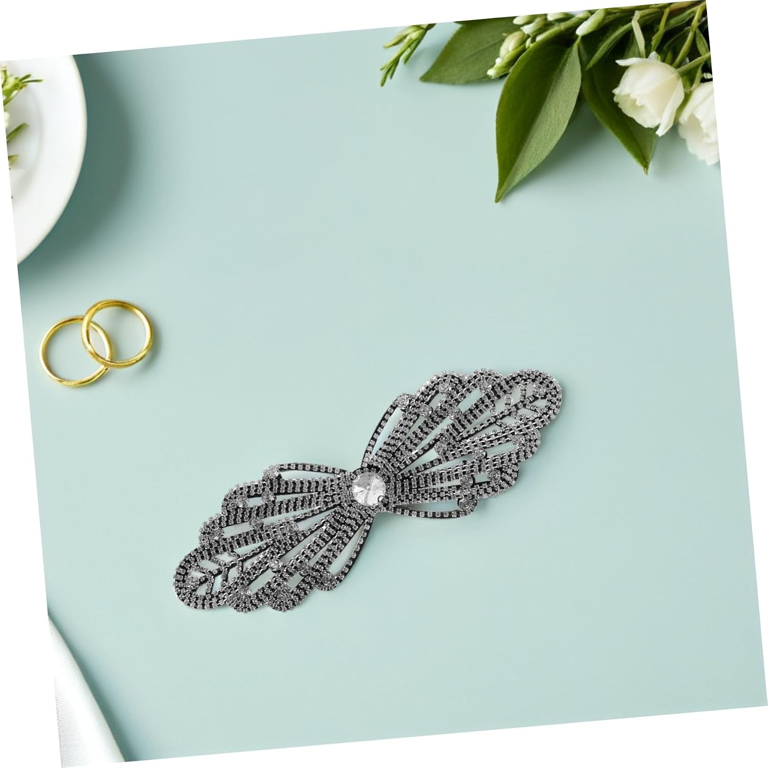 2pcs Rhinestone Flower Applique Sew on Bridal Dress Embellishment