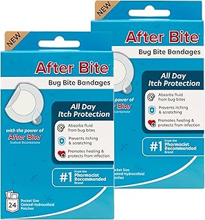 After Bite Bug Bite Bandages - Insect Bite Bandages with Sodium Bicarbonate - All-Day Itch Protection - 24 Ct (2 Pack)