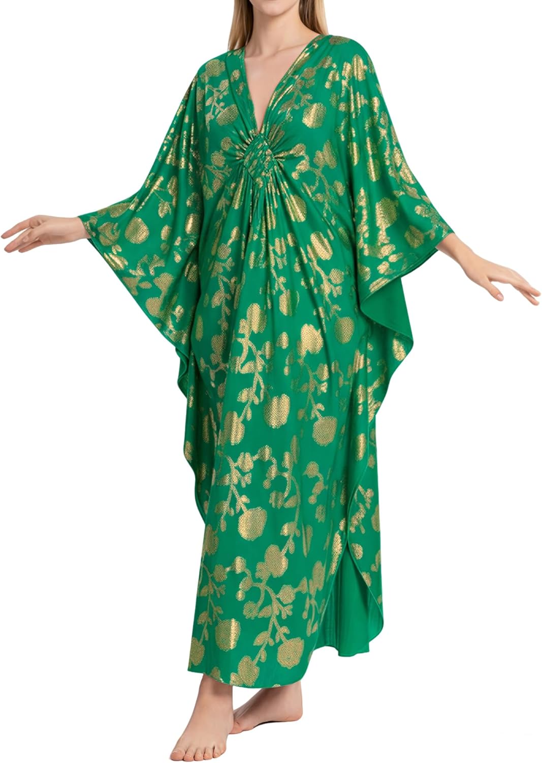 Bsubseach Kaftan Dresses for Women Plus Size Caftan Batwing Sleeves Beach Cover Up Maxi Beach Dress