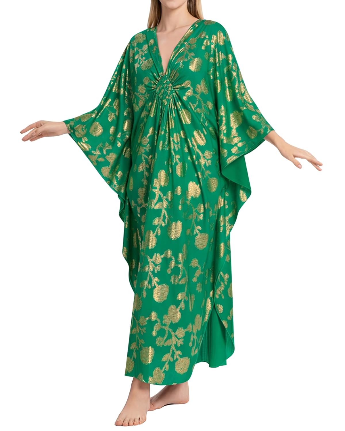 Bsubseach Kaftan Dresses for Women Plus Size Caftan Batwing Sleeves Beach Cover Up Maxi Beach Dress