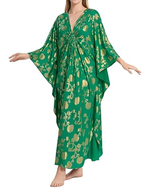 Bsubseach Kaftan Dresses for Women Plus Size Caftan Batwing Sleeves Beach Cover Up Maxi Beach Dress