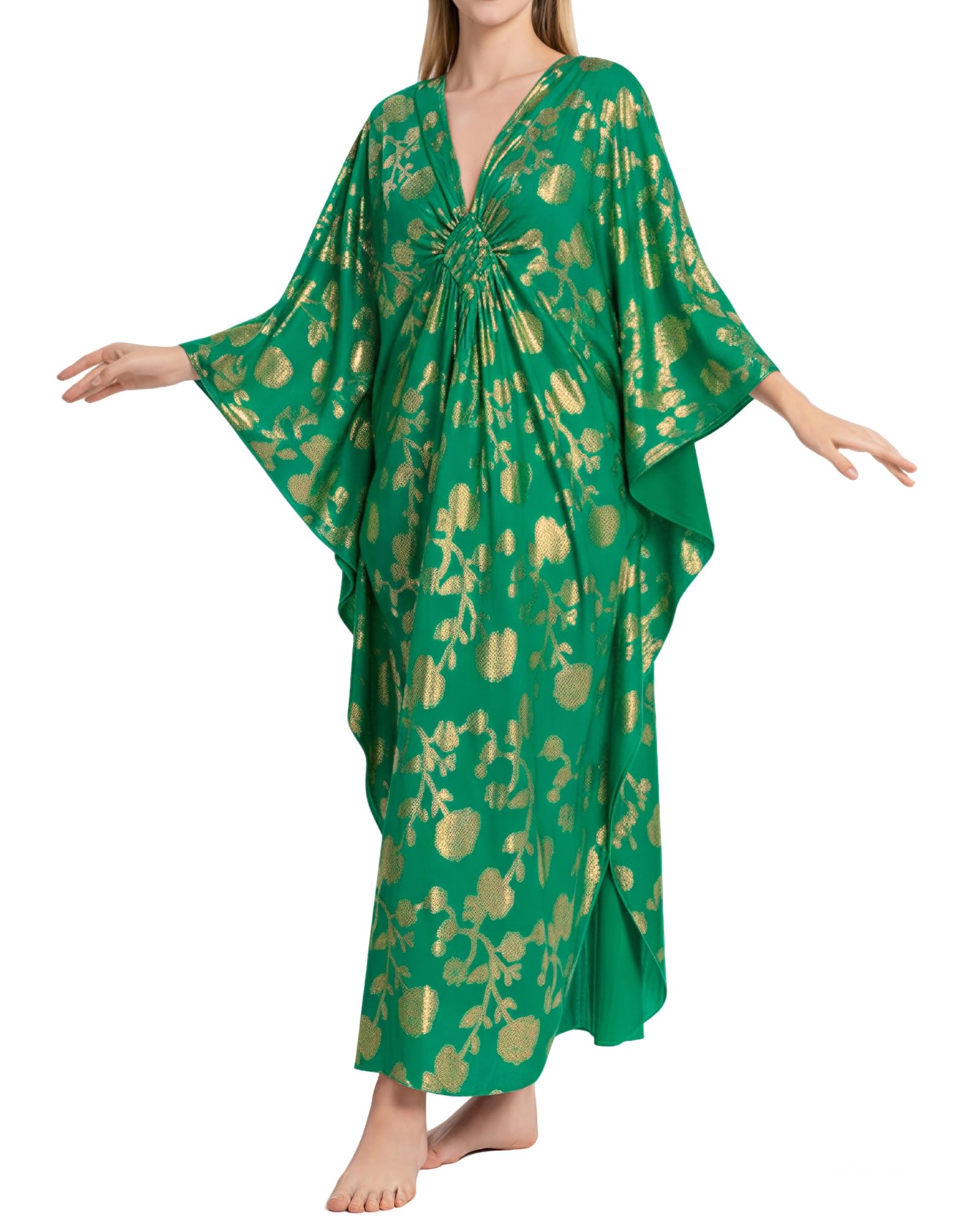 Bsubseach Kaftan Dresses for Women Plus Size Caftan Batwing Sleeves Beach Cover Up Maxi Beach Dress