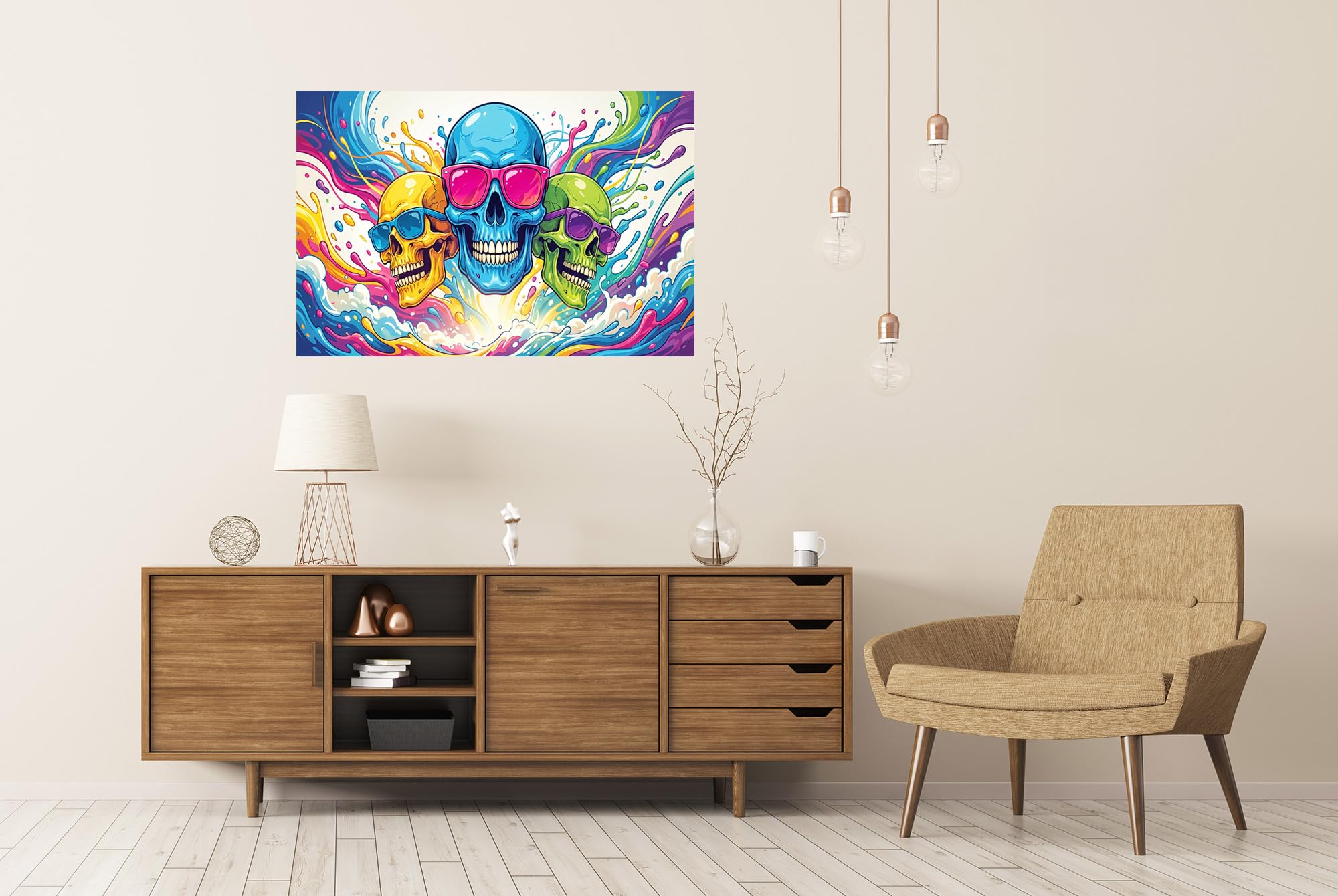 islandburner Póster premium fascinante de calavera, decoración para sala de estar, para creativos, gran formato