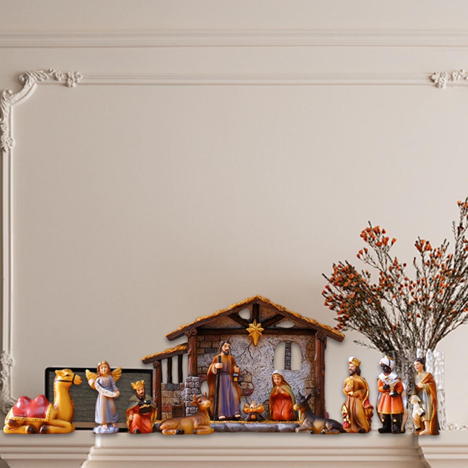 Navideño, Decoración de Interiores, Escenas Navideñas Coleccionables para Mesa.