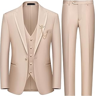 Men's 3 Piece Suit One Button Blazer Jacket Vest Pants Set Slim Fit Formal Wedding Business Suit Tuxedo Suit