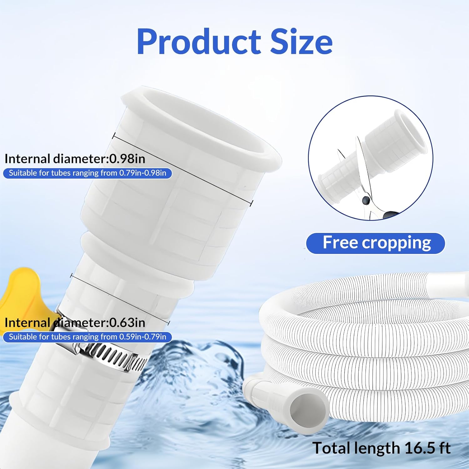 Portable Dehumidifier Drain Hose with Cuttable Rubber Adapter and Clamp,Flexible Universal AC and Dehumidifier Replacement Hose Kit (16.5FT)
