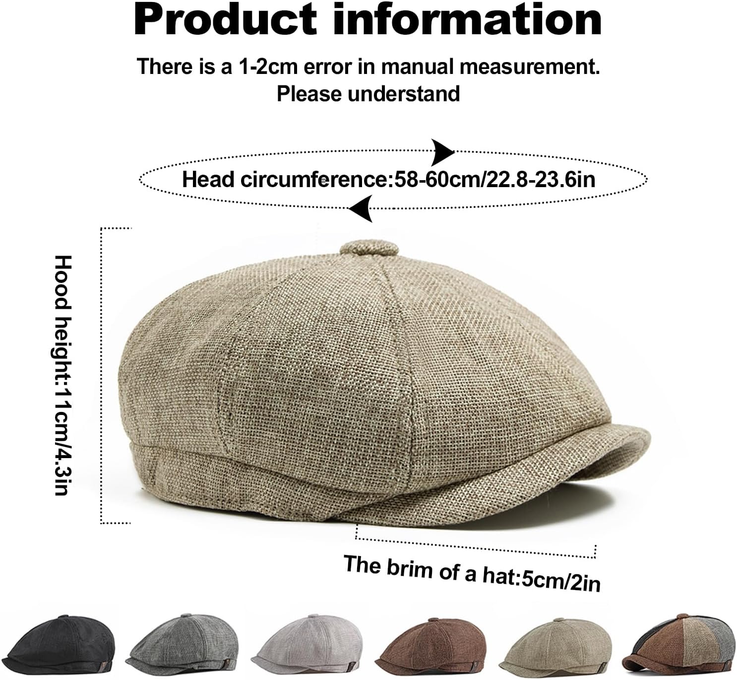 Newsboy Cap for Men 8 Panel Vintage Cabbie News Flat Gatsby Mens Hats Adjustable Linen Mens Hats
