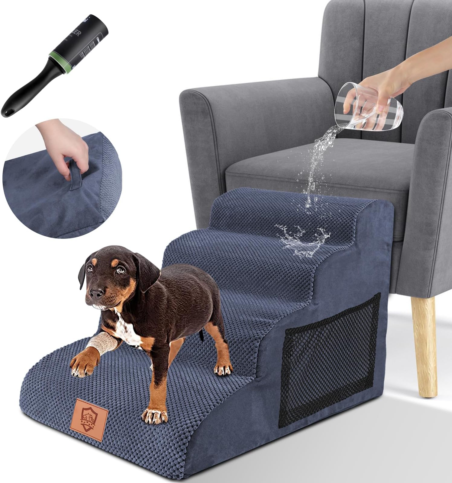 43,2 Cm Hohe Hundetreppe Faltbar – Für Betten Bis 63,5 Cm, Mit Stauraum & Höhle, Trägt Bis 54,4 Kg