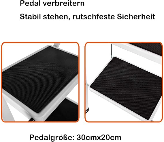 Foldable 4 Step Ladder Stepladder Non-Slip Tread Safety Steel Step