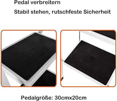Foldable 4 Step Ladder Stepladder Non-Slip Tread Safety Steel Step