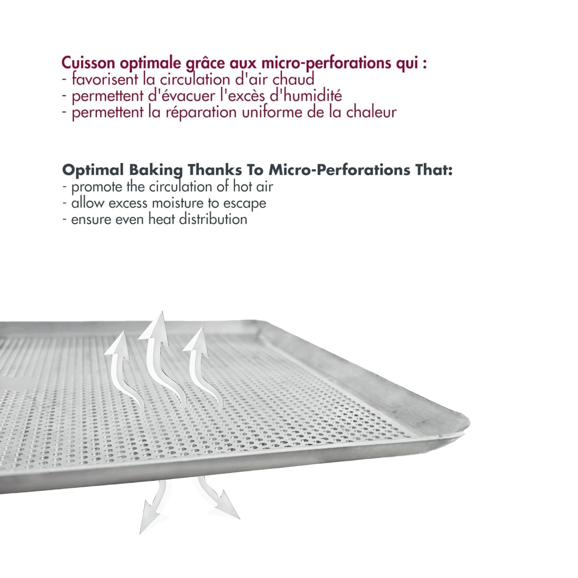 GOBEL - Plaque Pâtissière Perforée - Plaque de Cuisson - Aluminium - Micro-Perforations - Fabriquée en France - 40x30x1 cm